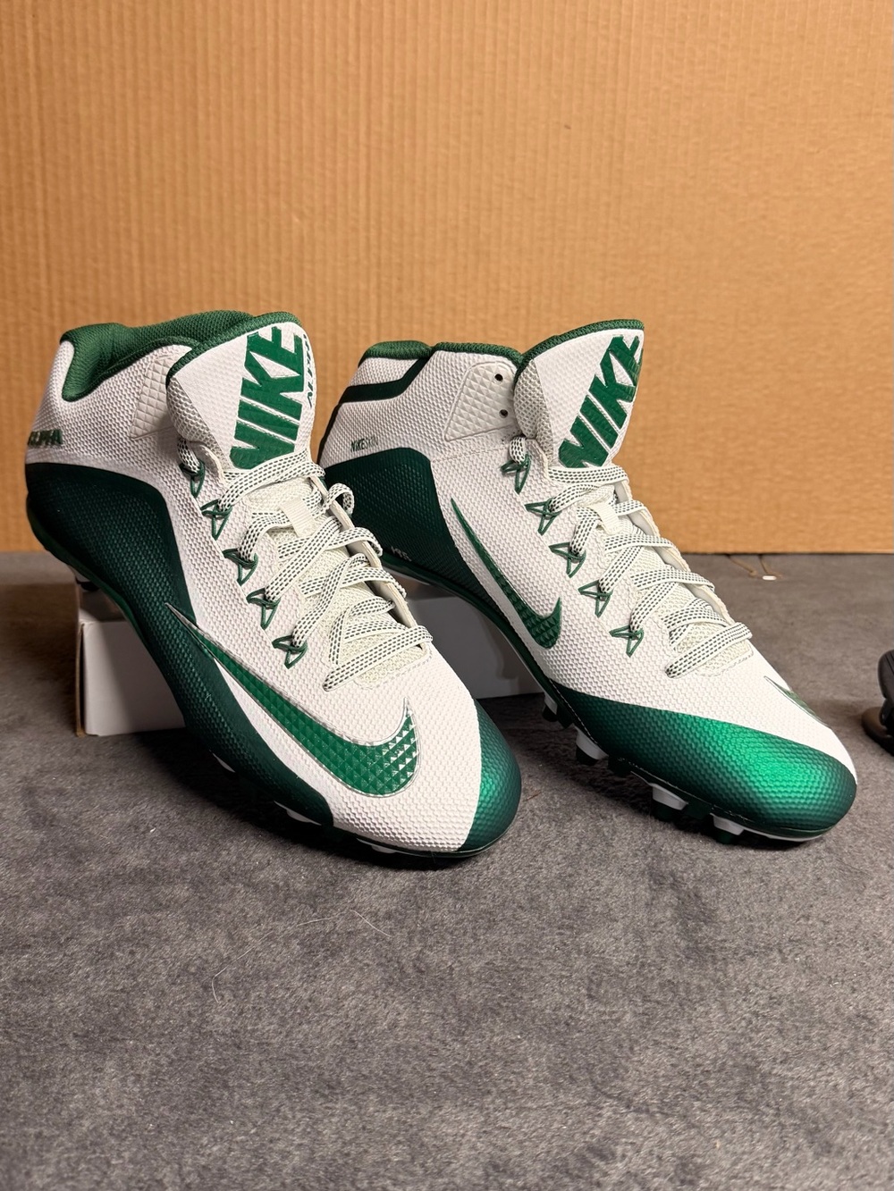Nike Alpha Pro 2 Mid 3/4 Detachable Football Cleats Green White Sz 13 - Picture 4 of 6